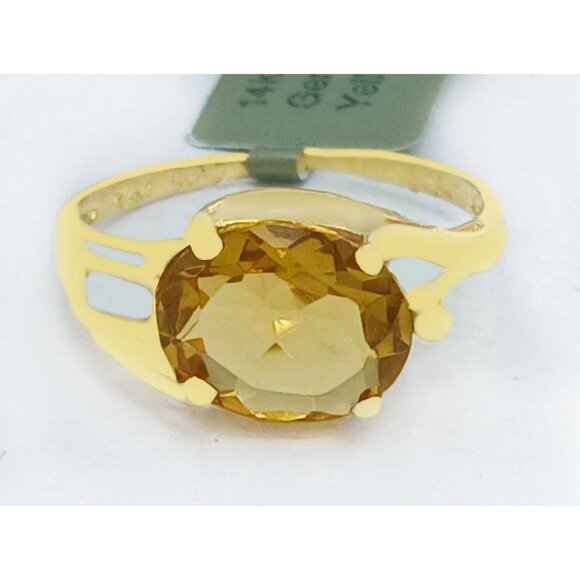 Genuine 3.85 Cts Yellow Topaz Ring 14k Yellow Gold